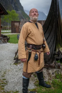 New Leonardo Carbone Wikingertunika mit Stickerei "Erwin" Honigbraun