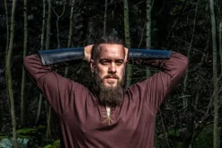 Online Leonardo Carbone Wikingertunika mit Stickerei "Erwin" Dunkelbraun