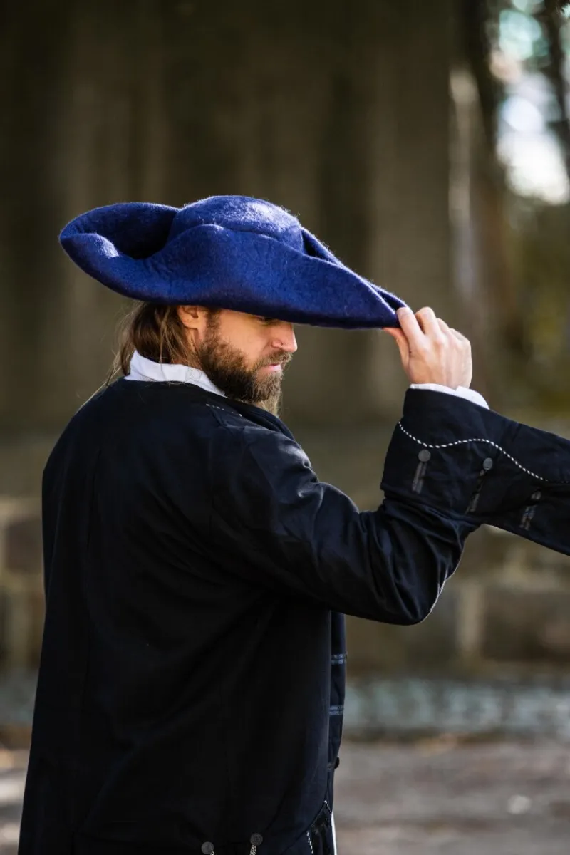 New Leonardo Carbone Wollfilzhut Dreispitz "Hugo" Blau