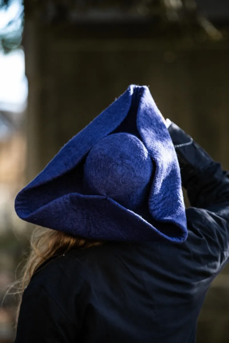 New Leonardo Carbone Wollfilzhut Dreispitz "Hugo" Blau