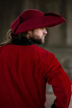 Clearance Leonardo Carbone Wollfilzhut Dreispitz "Hugo" Rot