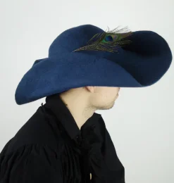 Cheap Leonardo Carbone Wollfilzhut mit Feder "Pieter" Blau