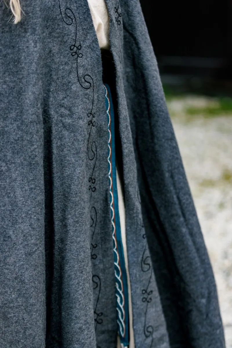Cheap Leonardo Carbone Wollumhang mit Stickerei "Alma" Grau