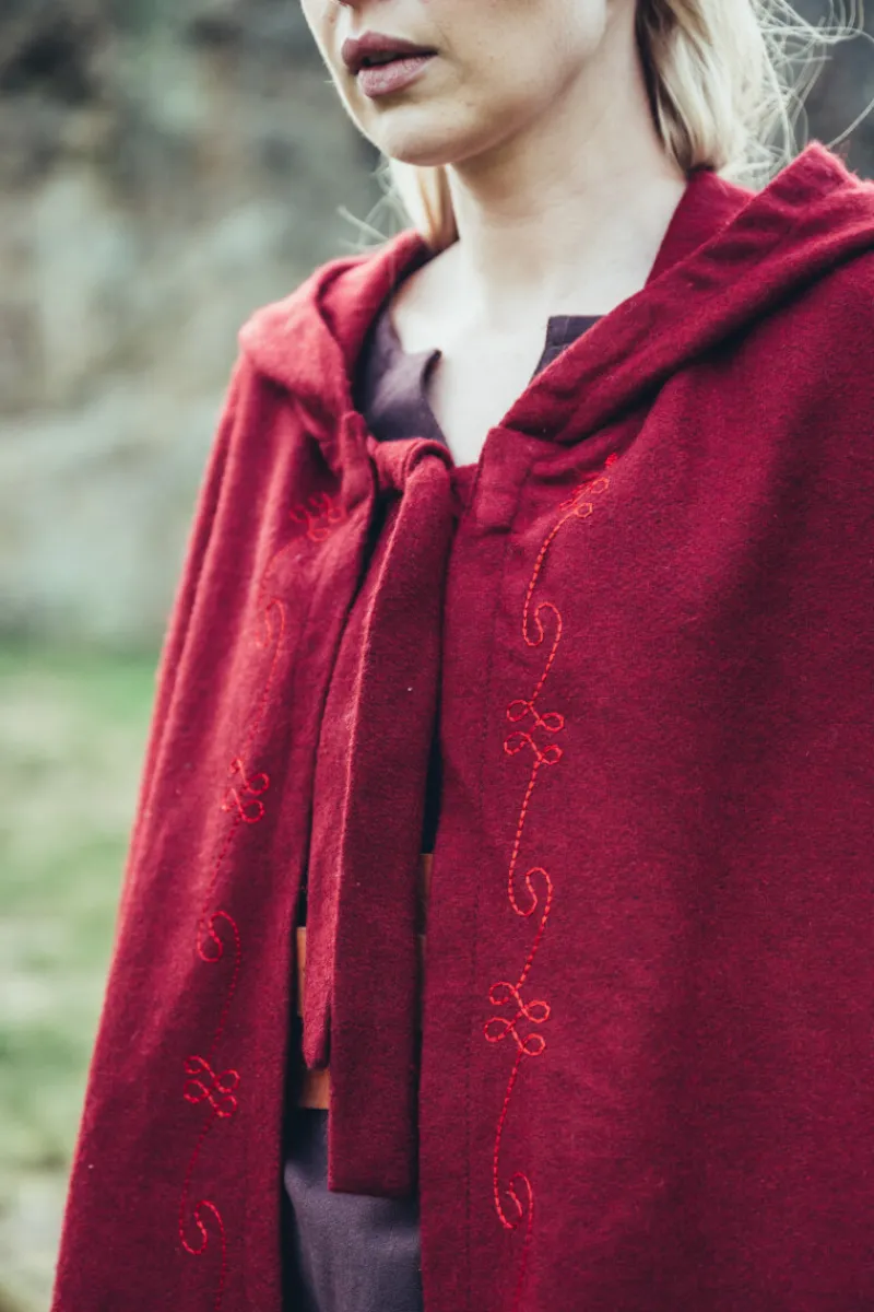 Online Leonardo Carbone Wollumhang mit Stickerei "Alma" Rot